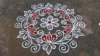 sankranti special lotus kolam 7*4dots Anu'sworld pongal kolam festival rangoli pandaga muggulu