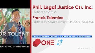 Francis Tolentino Political TV Ad Q4 2024-2025 30s [CC]