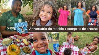 ANIVERSÁRIO DE 35 ANOS DO MARIDO NA CHÁCARA + compras de brechó e receita do bolo