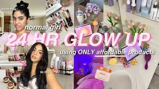 How to GLOW UP in 24 hrs using ONLY affordable products *at home*| everything shower, lashes, & more