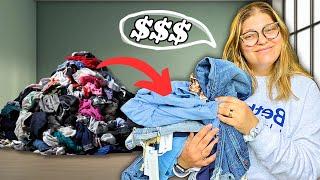 THIS PILE OF CLOTHING WAS HIDING HUNDREDS OF DOLLARS!  Thrift Haul to Resell Online!