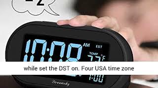 DreamSky Auto Time Set Alarm Clock with Snooze & Full Range Dimmer 0 100% Adjustable Brightness, USB