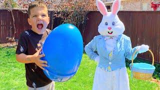 EASTER BUNNY CAUGHT ON CAMERA! Caleb & Mommy LOOK for EASTER EGGS & SURPRISE TOYS in Backyard!