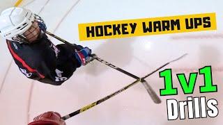 Hockey Warm Ups & 1v1, Passing Drills + Deflections