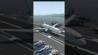 Landing Eva Air B738 on Aircraft Carrier 降落長榮航空 B738 在航母上