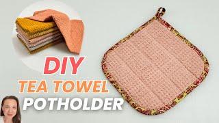 How to make a Potholder | Quilted Potholder with Binding and Loop | Tea Towel Potholder