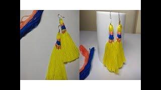 How to make diy tassels earrings so easy / Silk thread earrings at home / DIY thread earrings