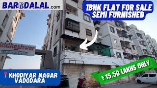 Semi furnished 1bhk flat for sale in vadodara, khodiyar nagar, siiddhishwari harmony