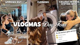 VLOGMAS IN NEW YORK clean with me, prepping for guests, cozy festive night