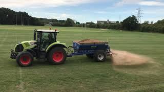 Sports Pitch Maintenance - Spreading Sand Topdressing