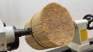 Amazing Woodturning Crazy - Smooth Combination Of Epoxy Resin With Piece Toothpicks On Wood Lathe