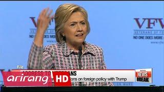 Clinton draws sharp distinctions on foreign policy with Trump