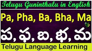 Pa Pha Ba Bha Ma Guninthalu in English |How to write Telugu Guninthalu in English |Learn #Guninthalu