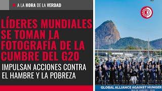 Líderes mundiales se toman la fotografía de la cumbre del G20; impulsan acciones contra el hambre