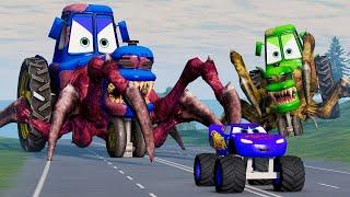 Epic escape from The Lightning McQueen Eater, Tractor Eater, Mater Eater, Thing |BeamNG.Drive