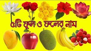 বাংলায় পঁচটি ফুল ও পঁচটি ফলের নাম শিখি | Names of five flowers and five fruits in Bengal