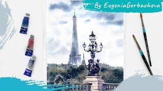 Painting Watercolour Real time process | Paris lantern | by Eugenia Gorbacheva