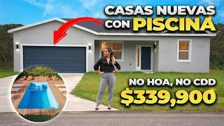 Las Casas NUEVAS con PISCINAS más ECONÓMICAS en Toda FLORIDA | NO HOA, NO CDD