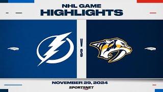 NHL Highlights | Lightning vs. Predators - November 29, 2024