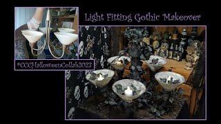Claire's Crafty Corner Halloween Collab 2023 - Gothic candelabra from upcycled light fitting