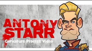 Antony Starr (Homelander from The Boys) Caricature art drawing process tutorial timelapse