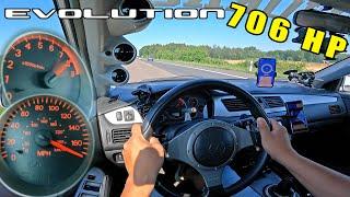 706HP MITSUBISHI EVO IX *HUGE TURBO* TOP SPEED on AUTOBAHN