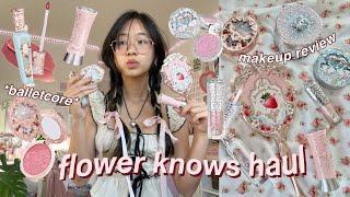 🩰 flower knows- *the most aesthetic makeup* unboxing haul | pinterest, balletcore, coquette