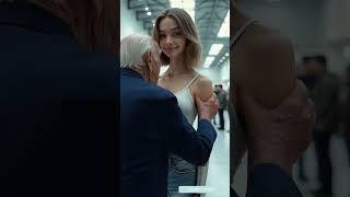 Elderly Gentleman tests humanoid robot girl at the tech expo #robot #aiart #humanoidrobot