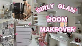 🪩 Girly Glam Room Makeover #aesthetic #glamroom #roommakeover #room #makeup #ikea