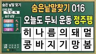 [숨은낱말찾기 016] 오늘도 두뇌 운동 정주행 - 치매예방,두뇌운동,두뇌훈련,낱말퀴즈,단어퀴즈,치매예방퀴즈,치매예방게임,숨은단어찾기,낱말찾기,단어찾기