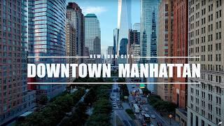 Summer Drone Downtown Manhattan