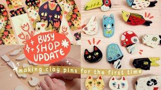  Shop Update Product Prep  making prints, bookmarks, memo pads + clay pins!  studio vlog 