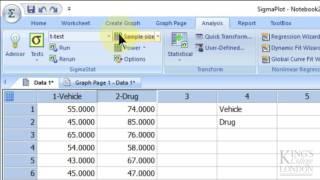 Performing a t-test in SigmaPlot 13