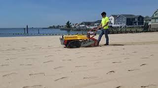 Beach Cleaner wal behind, Rubber Track Drive from CleanSands, soon Fully Electric version.