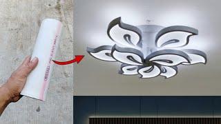 How to Make a Modern Style LED Ceiling Lamp from PVC Pipe | DIY Ceiling Light