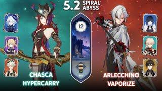 C0 Chasca Hypercarry & C0 Arlecchino Vaporize | Spiral Abyss Floor 12 | Genshin Impact 5.2