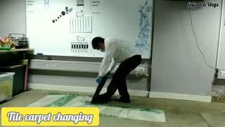 Tile carpet changing| carpet for house| how to fixed tile carpet| tile carpet changing techniques!!