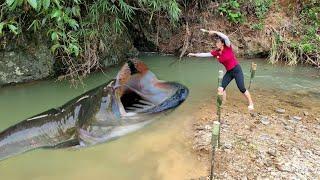 FULLVIDEO: 60 days mountain girl making fish trap to sell ancient fish catching technique giant fish