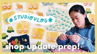 studio vlog 13  MY BIGGEST SHOP UPDATE YET, making clay earrings, unboxing stickers 