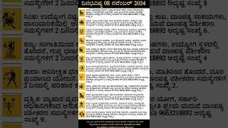 Dina Bhavishya | 08 November 2024 | Daily Horoscope | Rashi Bhavishya | Today Astrology in Kannada