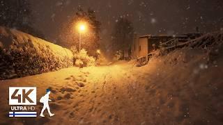 Therapeutic Night Walk in Heavy Snowfall ️ Järvenpää, Finland - Slow TV 4K