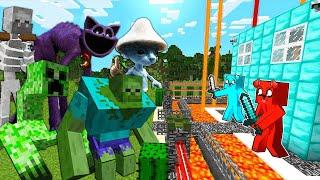 ZOMBIE, MUTANT CREEPER, CATNAP, SMURFCAT vs TAJNA BAZA w Minecraft!