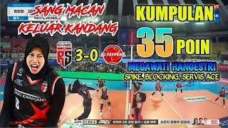 Kumpulan 35 Poin Megawati Spike, Blocking, Servis Ace - Red Sparks vs Ai Peppers | Vleague 2024/2025