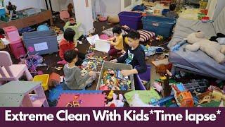 【ENG SUB】孩子自己收拾玩具房Extremely Messy Playroom Clean up by Kids*Time Lapse*