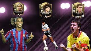 BATTLE OF THE ICONS : RONALDINHO VS MARADONA VS HAGI !!!  FIFA MOBILE