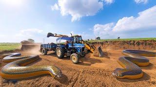 Gaint Snake Show The JCB Driver | Attack On JCB Driver | Working On Snake Areas #snake #jcb