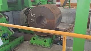 How steel coils are opened and cut into plates.