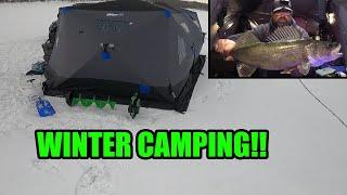 Winter CAMPING for 3 DAYS!! | Ice Fishing Walleye