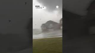 Tornado Debris Fills the Air in Clarksville, Tennessee