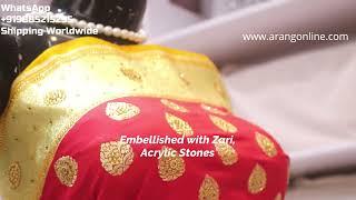 ARNG-3605 "The Crimson Red" Premium Banarasi Silk Saree||Crepe Silk||Golden Zari||Acrylic Stones